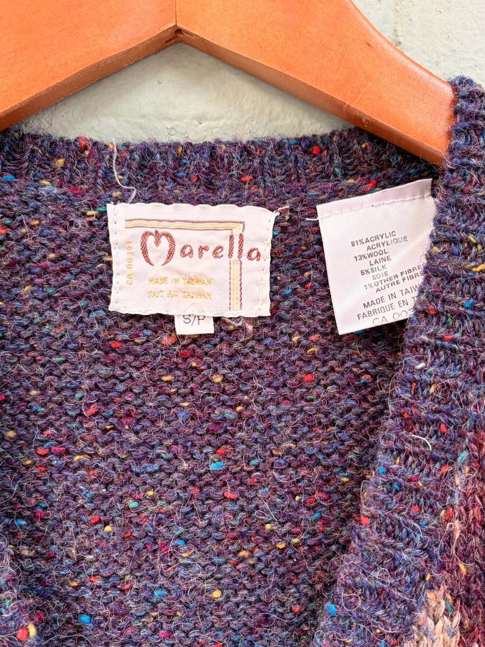 Vintage Argyle V-Neck Sweater Vest in Purple & Cream - Picture 5 of 7